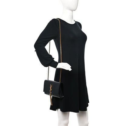Saint Laurent Patent Linear Embossed Small Classic Monogram Kate Tassel Satchel Black 3 of 9