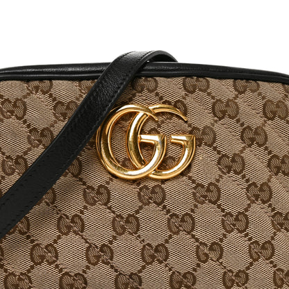 Gucci Monogram Matelasse Diagonal Small GG Marmont Chain Shoulder Bag Beige Black 8 of 11
