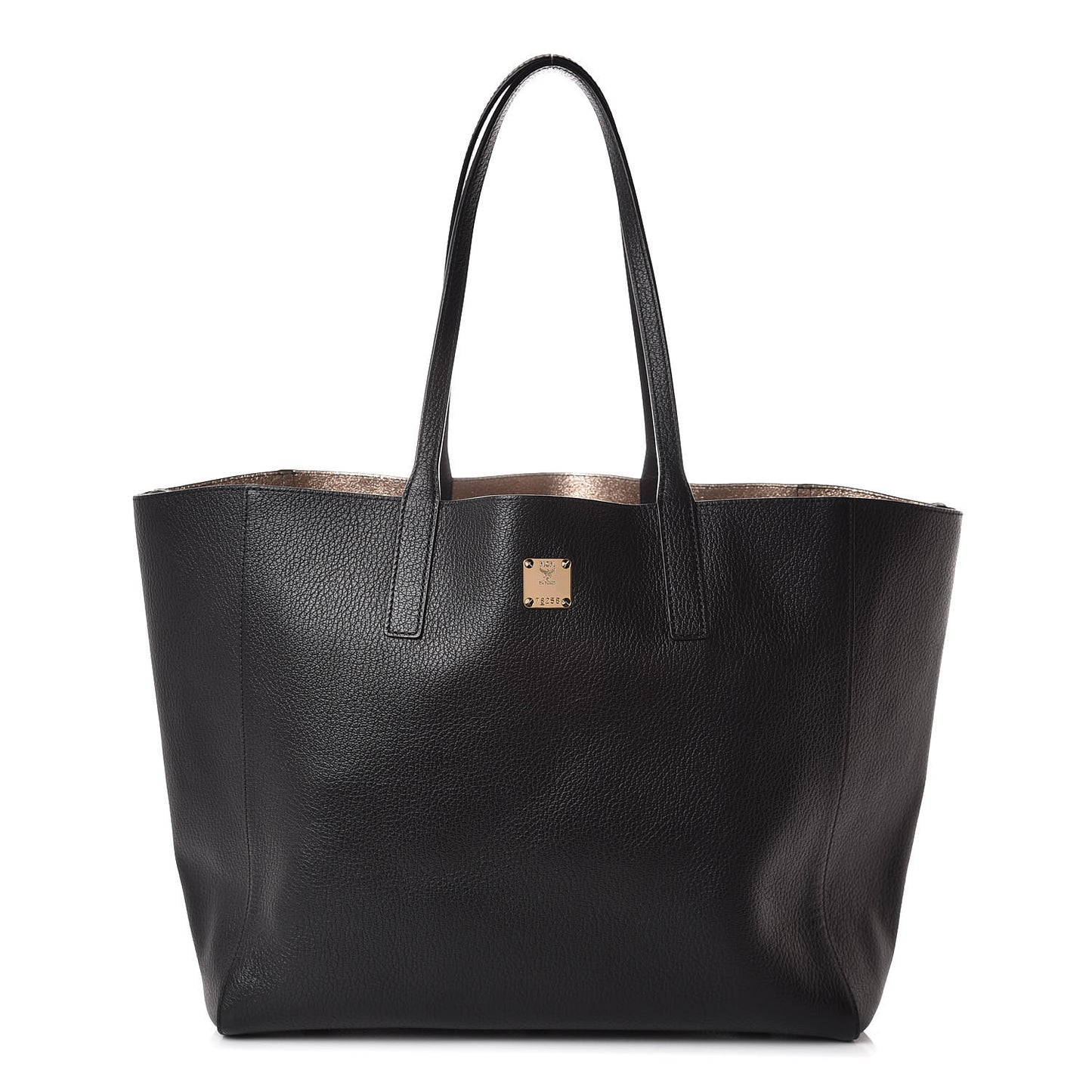 Grained Calfskin Medium Reversible Wandel Tote Black