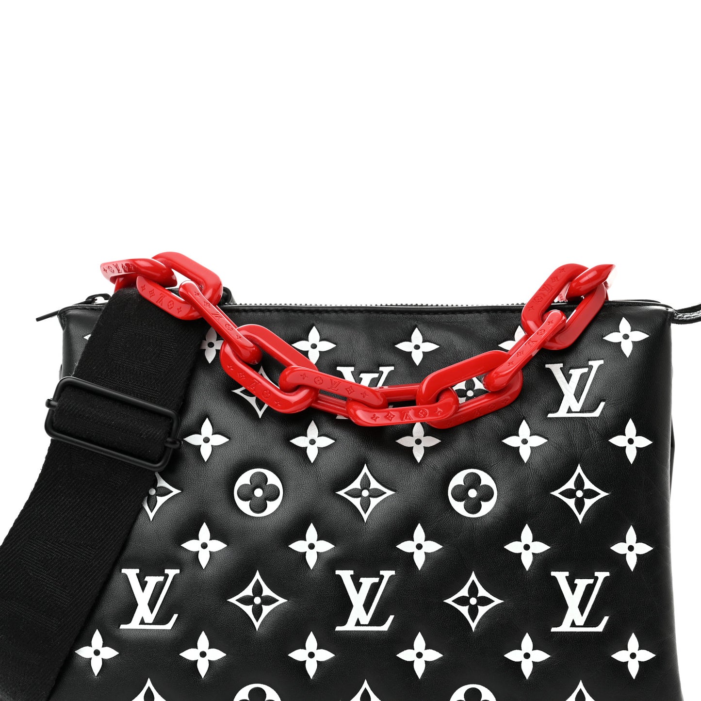 Lambskin Embossed Monogram Coussin PM Black White