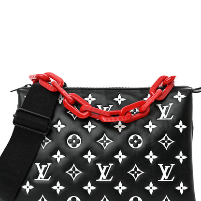 Louis Vuitton Lambskin Embossed Monogram Coussin PM Black White 7 of 9