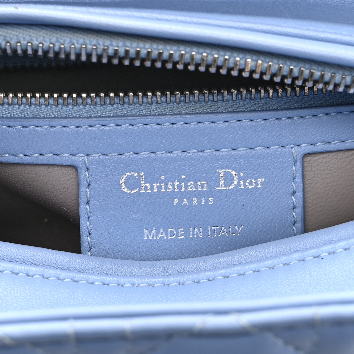 Christian Dior Lambskin Cannage Medium Bi-Color Lady Dior Blue Gray 6 of 10