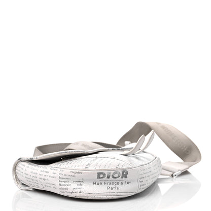 Christian Dior X DANIEL ARSHAM Grained Calfskin Newspaper Print Saddle Bag White 4 of 19