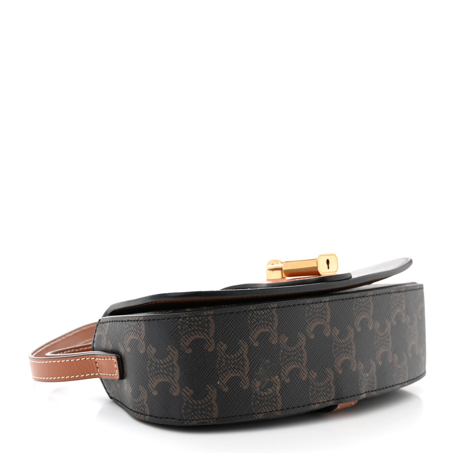 Triomphe Canvas Calfskin Tabou Clutch on Strap Tan