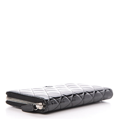 Chanel Patent Quilted Zip Around Wallet Black 4 of 8