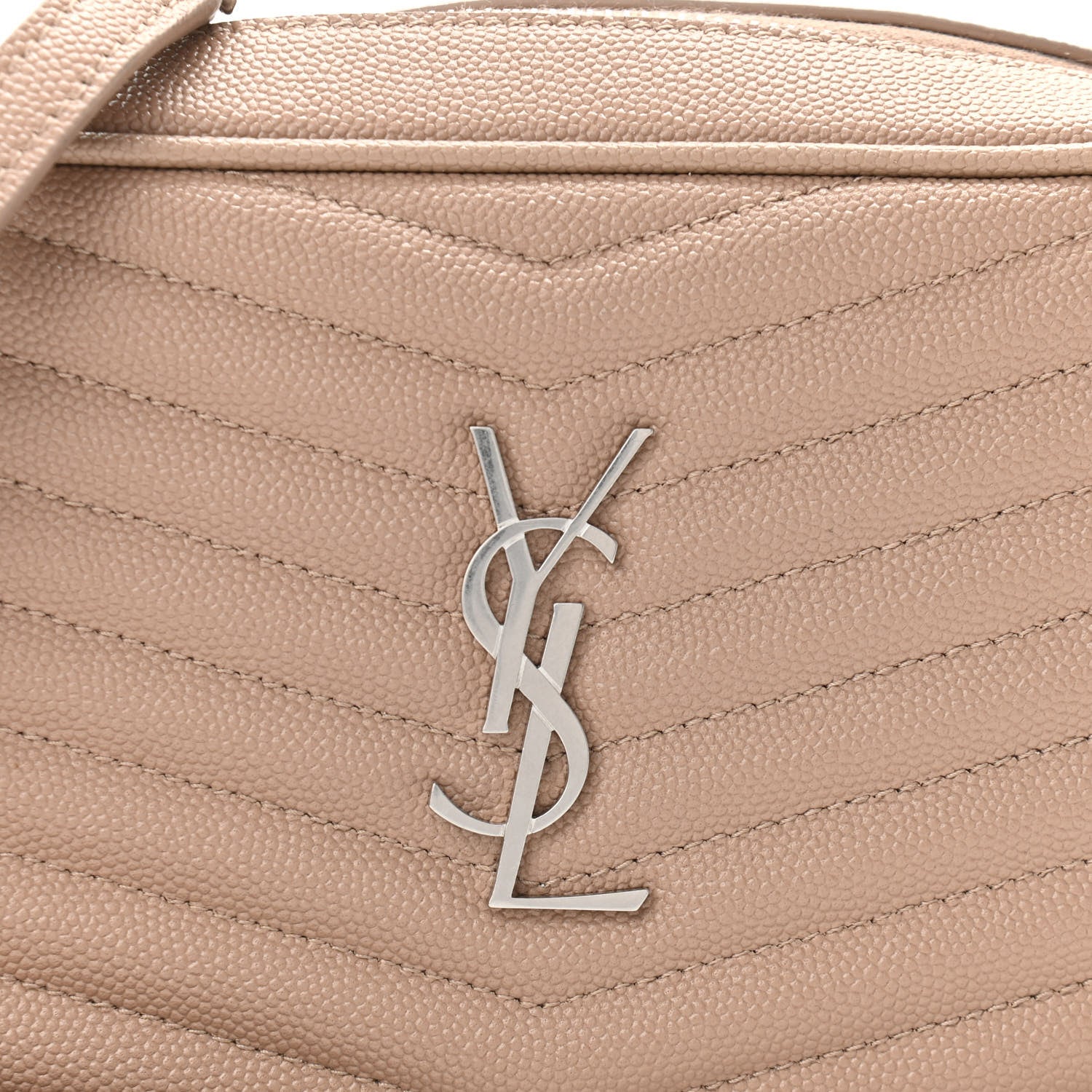 Saint Laurent Grain De Poudre Matelasse Monogram Mini Lou Camera Bag Dark Latte 8 of 10