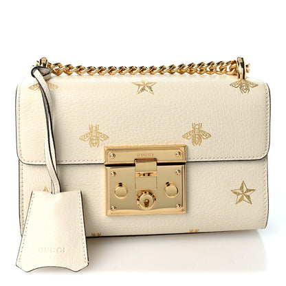 Gucci Grained Calfskin Bee Star Small Padlock Shoulder Bag White 1 of 10