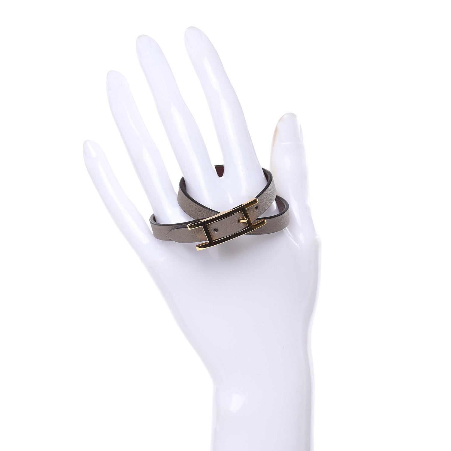 Hermes Swift Behapi Double Tour Bracelet T1 Gris Asphalte Bordeaux 2 of 6