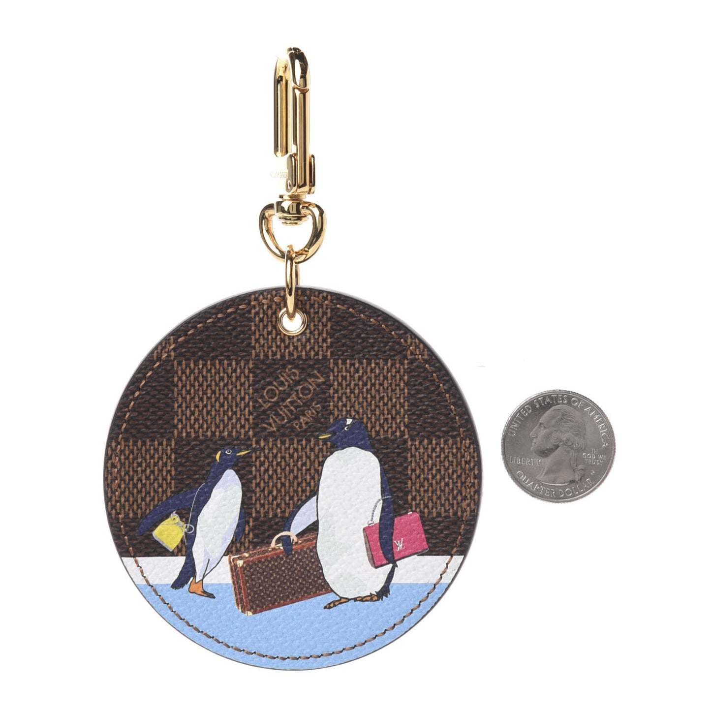 Damier Ebene Illustre Manchot Bag Charm Key Ring
