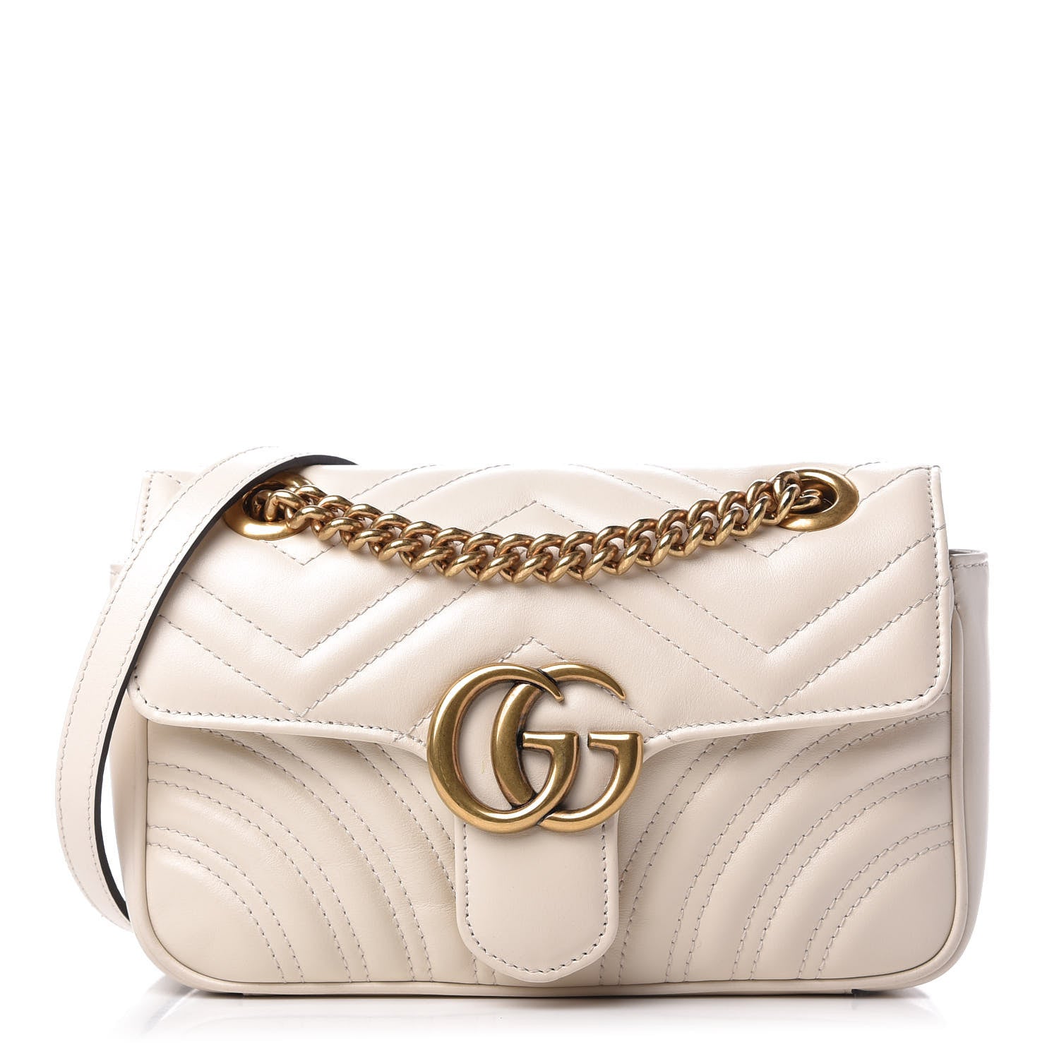 Gucci Calfskin Matelasse Mini GG Marmont Shoulder Bag White 1 of 10