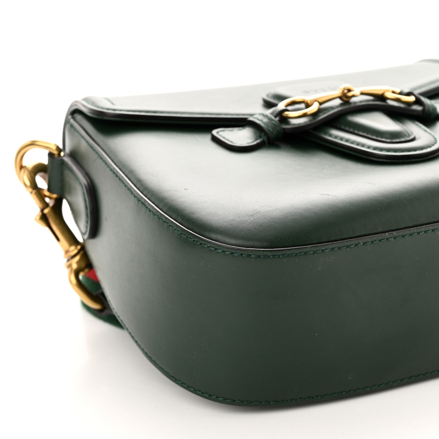 Calfskin Medium Lady Web Shoulder Bag Green