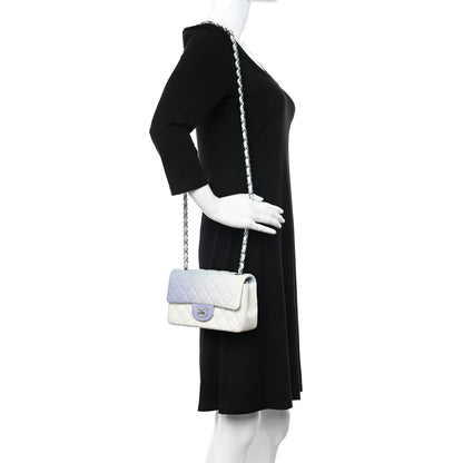 Chanel Perforated Lambskin Quilted Mini Rectangular Flap Light Blue Light Purple White 2 of 15