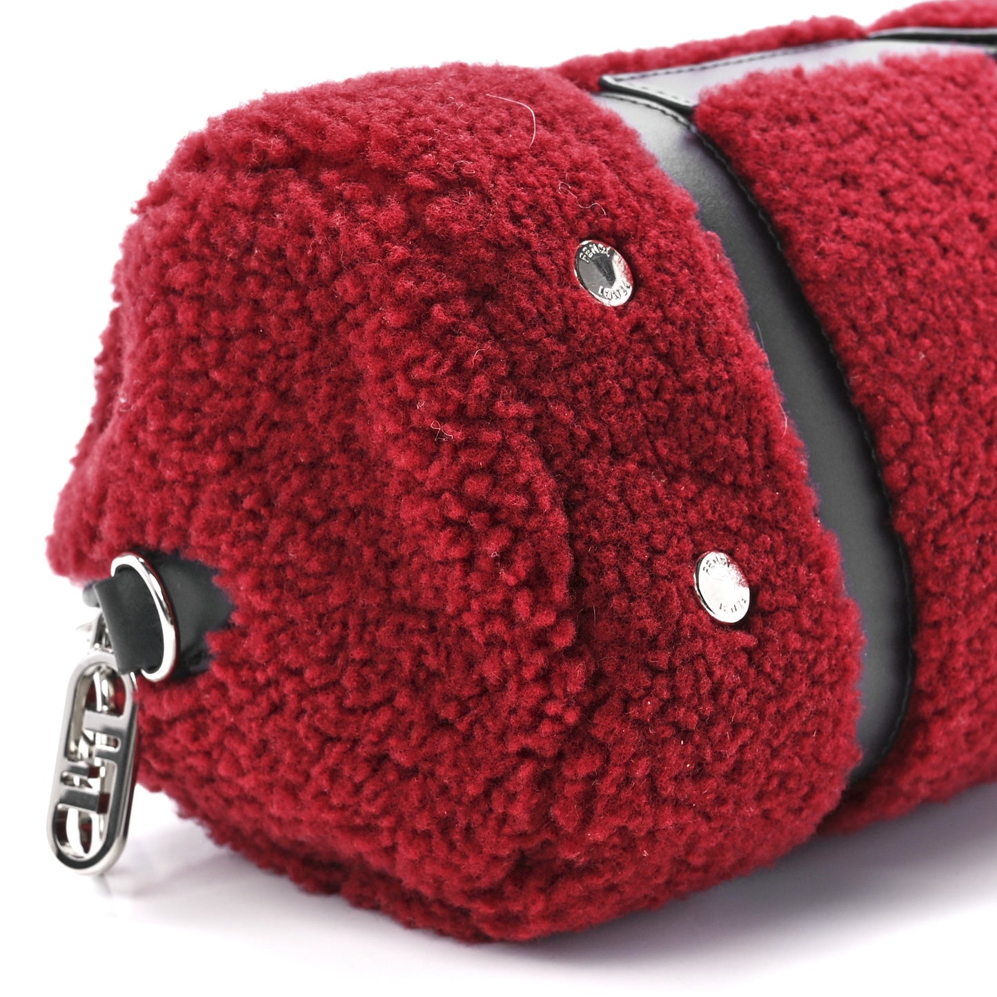 Sheepskin Vitello Mini O'Lock Bowling Bag Burgundy Black