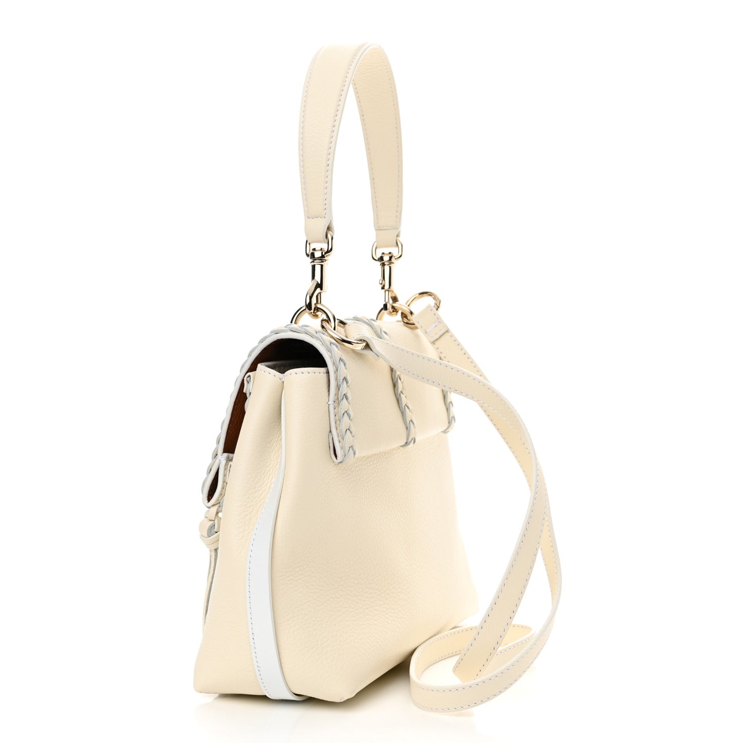 Grained Calfskin Small Penelope Soft Shoulder Bag White
