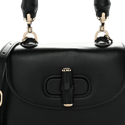 Gucci Boarded Dyana Lux Calfskin Web Monochrome Mini Bamboo 1947 Top Handle Bag Black 9 of 14