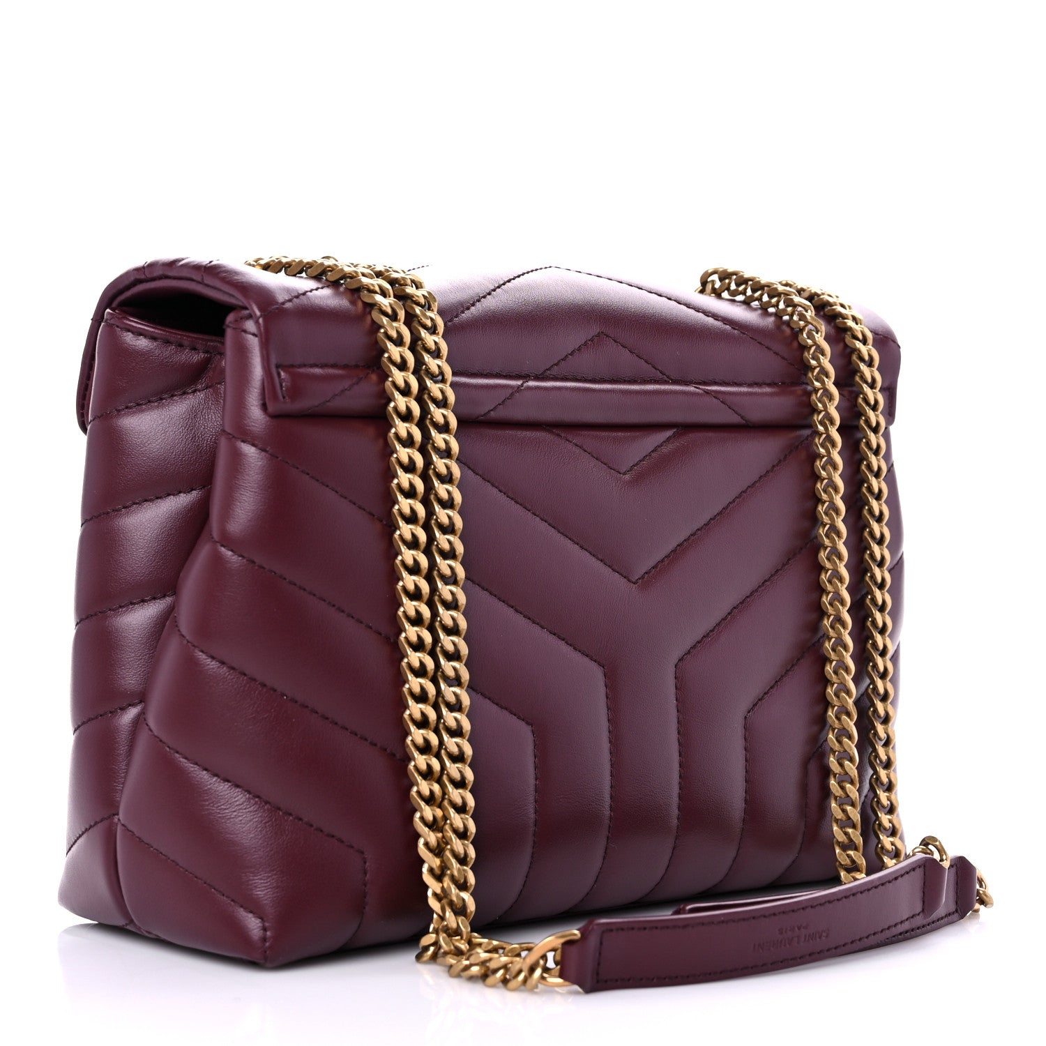 Saint Laurent Calfskin Y Quilted Monogram Small Loulou Chain Satchel Dark Legion Red 3 of 11