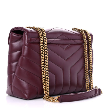 Saint Laurent Calfskin Y Quilted Monogram Small Loulou Chain Satchel Dark Legion Red 3 of 11