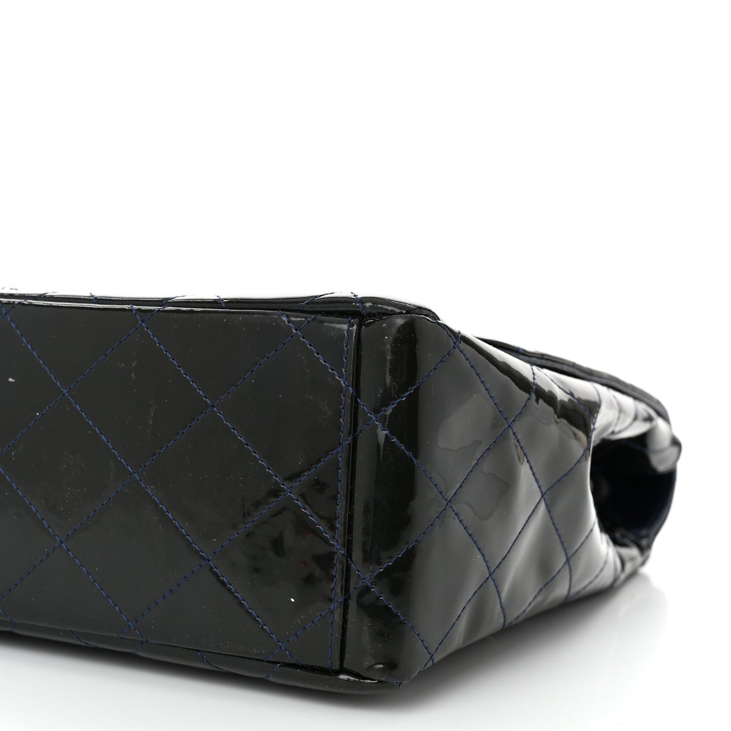 Patent Quilted Maxi Single Flap Blue