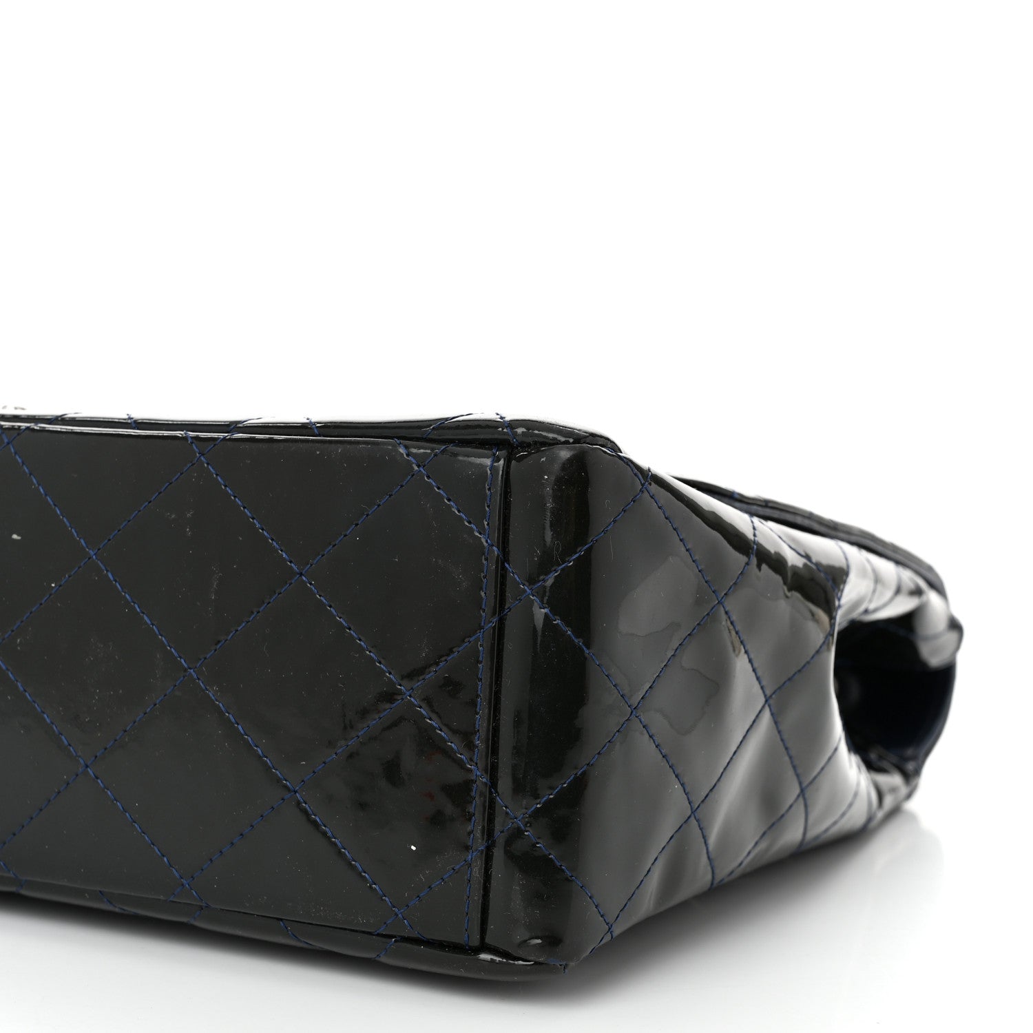 Chanel Patent Quilted Maxi Single Flap Blue 10 of 11