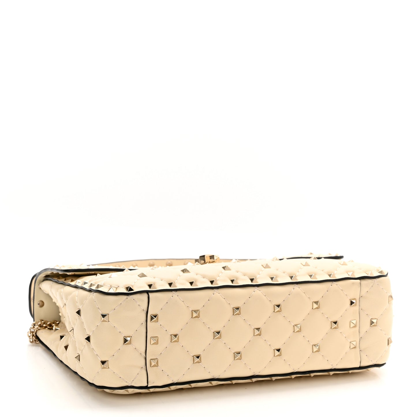 Nappa Medium Rockstud Spike Shoulder Bag Light Ivory