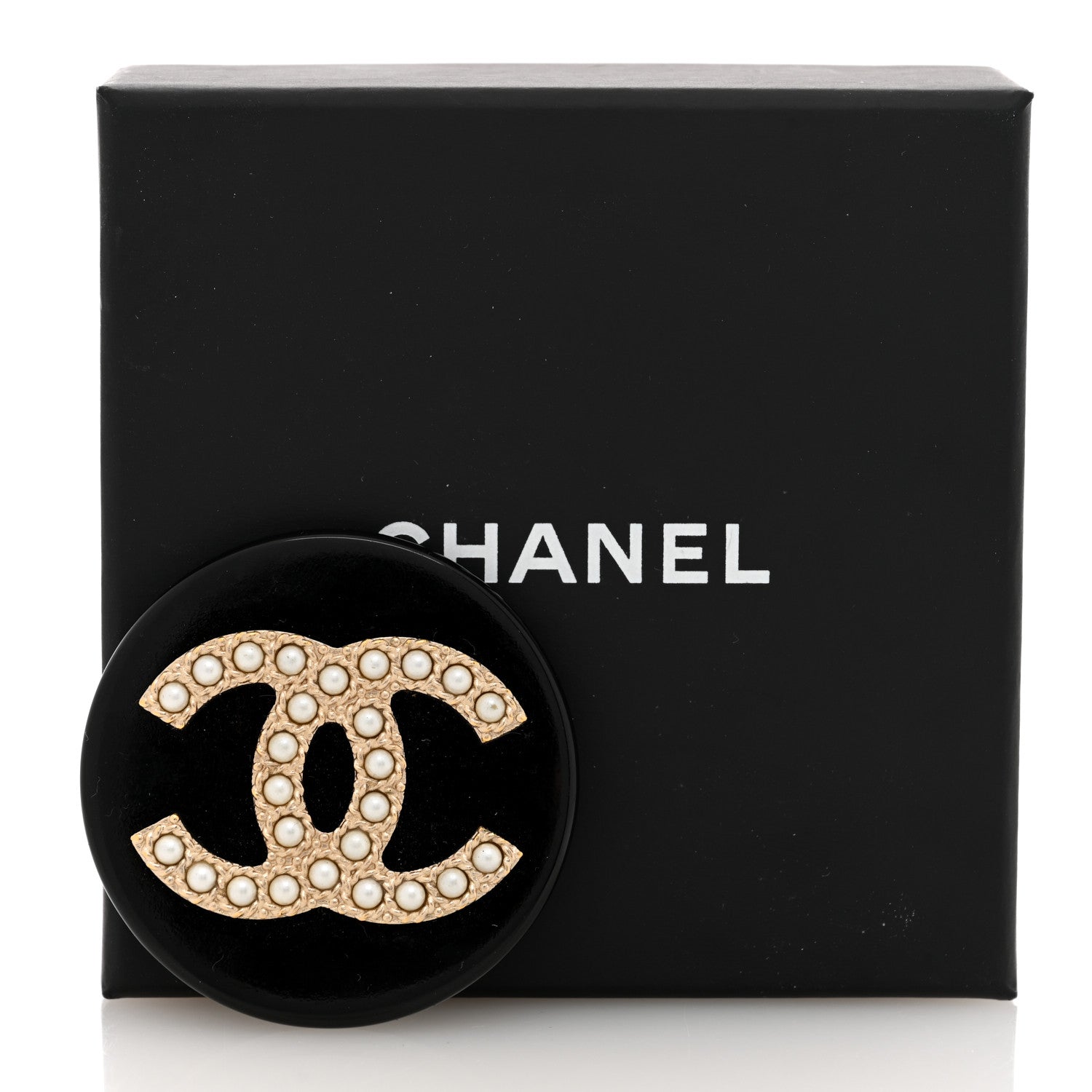 Chanel Resin Pearl Brooch Black 4 of 4