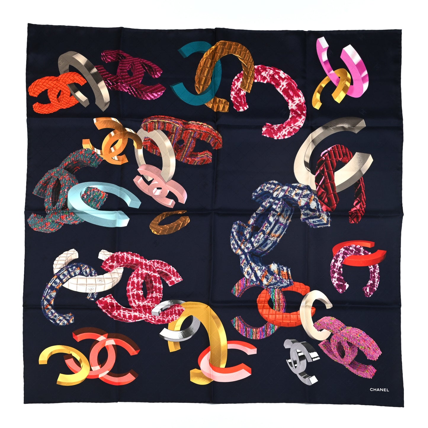 Silk CC Square Scarf Blue