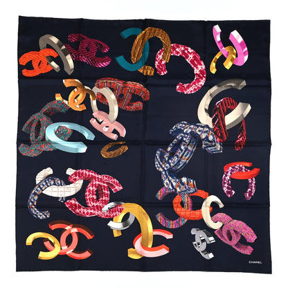 Chanel Silk CC Square Scarf Blue 1 of 7