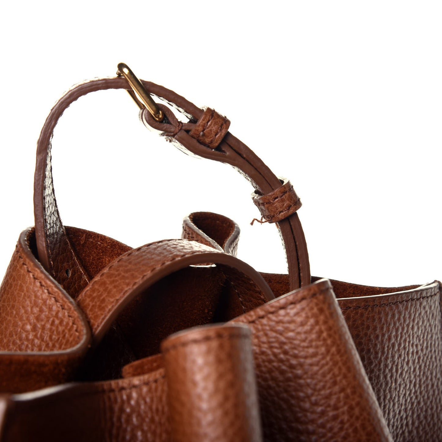 Grained Calfskin Small Tyndale Bucket Bag Oak