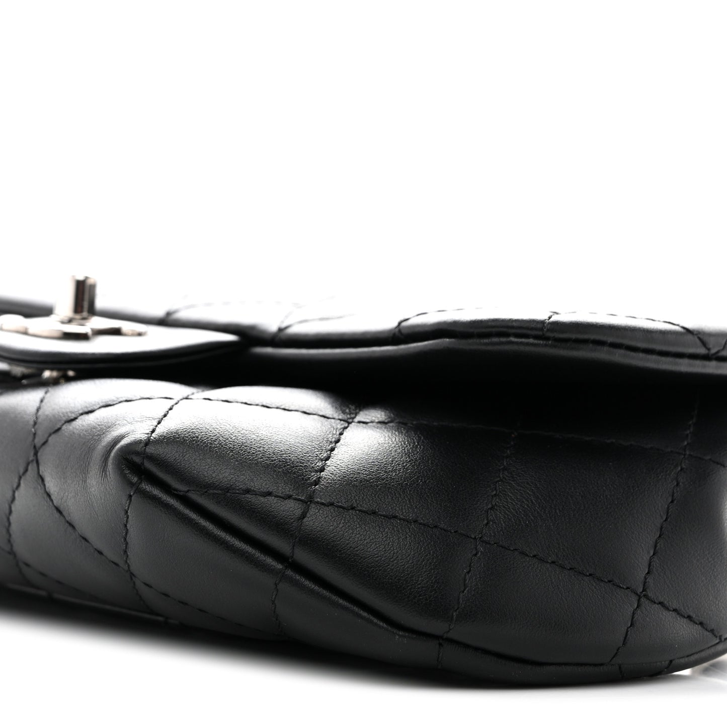 Calfskin Quilted CC Uniform Flap Belt Bag Black
