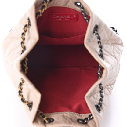 Chanel Aged Calfskin Quilted Gabrielle Backpack Beige Black 6 of 10