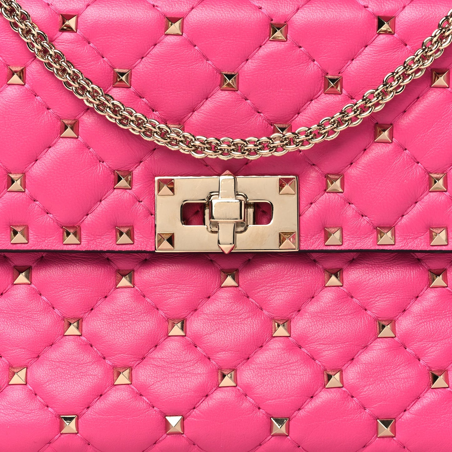 Nappa Medium Rockstud Spike Shoulder Bag Pink Orchid