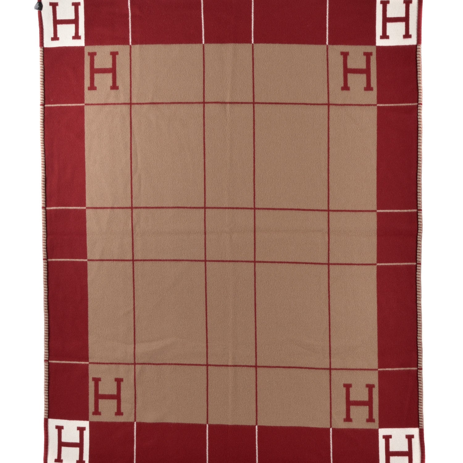 Hermes Wool Cashmere Avalon III Blanket Ecru Rouge H 3 of 5