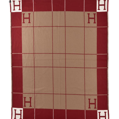 Hermes Wool Cashmere Avalon III Blanket Ecru Rouge H 3 of 5