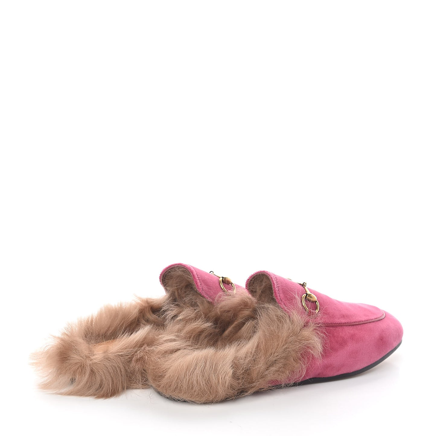 Velvet Fur Womens Princetown Slippers 37.5 Raspberry Rose