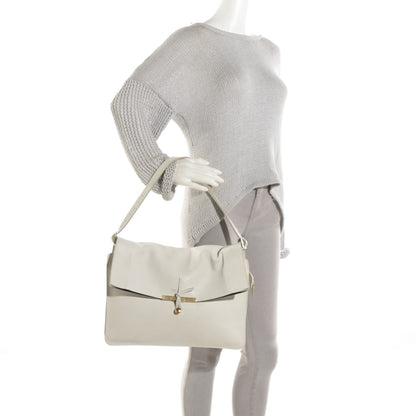 Celine Calfskin Large Clasp Shoulder Bag White 2 of 11