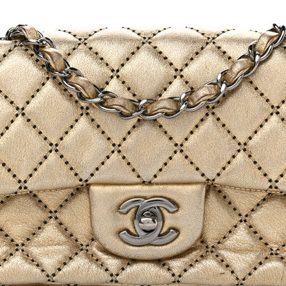 Chanel Metallic Lambskin Quilted Side Stitch Mini Rectangular Flap Gold 8 of 13