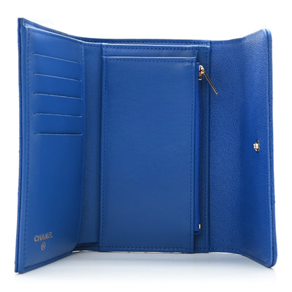 Chanel Caviar Quilted Studded CC Medium Flap Wallet Blue 4 of 7