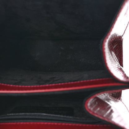 Salvatore Ferragamo Lizard Iconic Small Top Handle Bag Burgundy 6 of 10