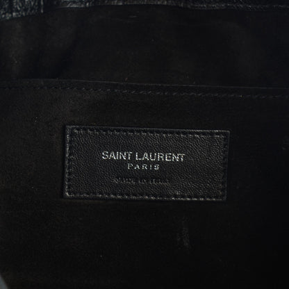 Saint Laurent Calfskin Crocodile Embossed Medium Emmanuelle Bucket Bag Black 6 of 7