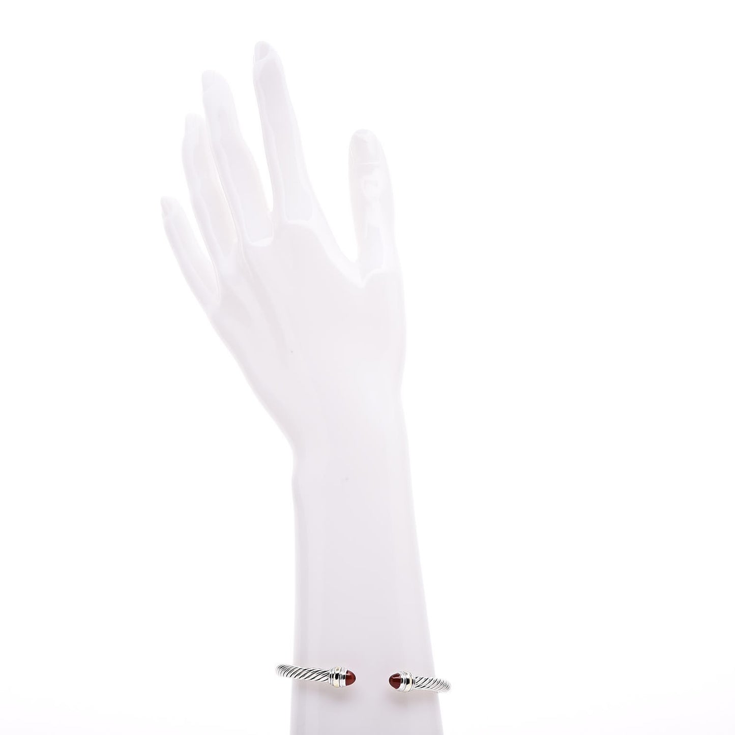 Sterling Silver 14K Yellow Gold Carnelian 5mm Cable Classics Bracelet
