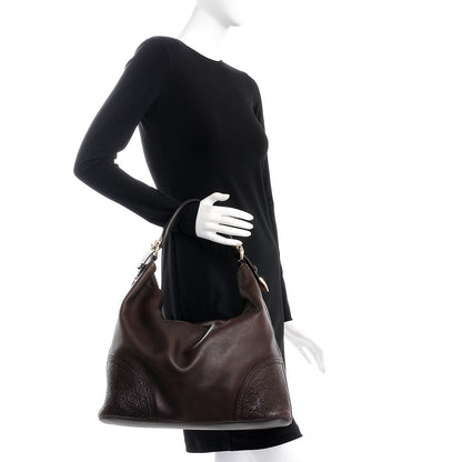 Gucci Calfskin Guccissima Trim Large Signoria Hobo Dark Brown 2 of 8