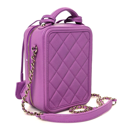 Chanel Caviar Quilted CC North South Filigree Vanity Case Purple 3 of 10