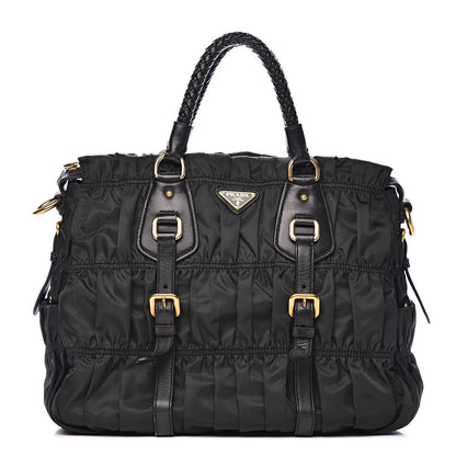 Prada Tessuto Nylon Dressy Gaufre Tote Military Green 1 of 14