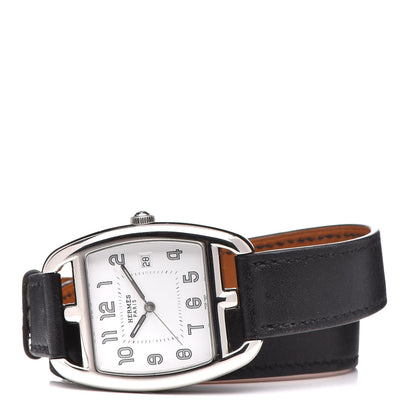 Hermes Stainless Steel Barenia 33mm Cape Cod Tonneau Double Tour Quartz Watch Noir 3 of 7