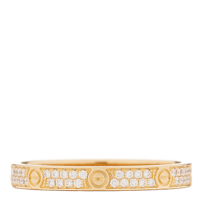 Cartier 18K Yellow Gold Diamond 2.6mm LOVE Paved Band Ring 54 6.75 1 of 5