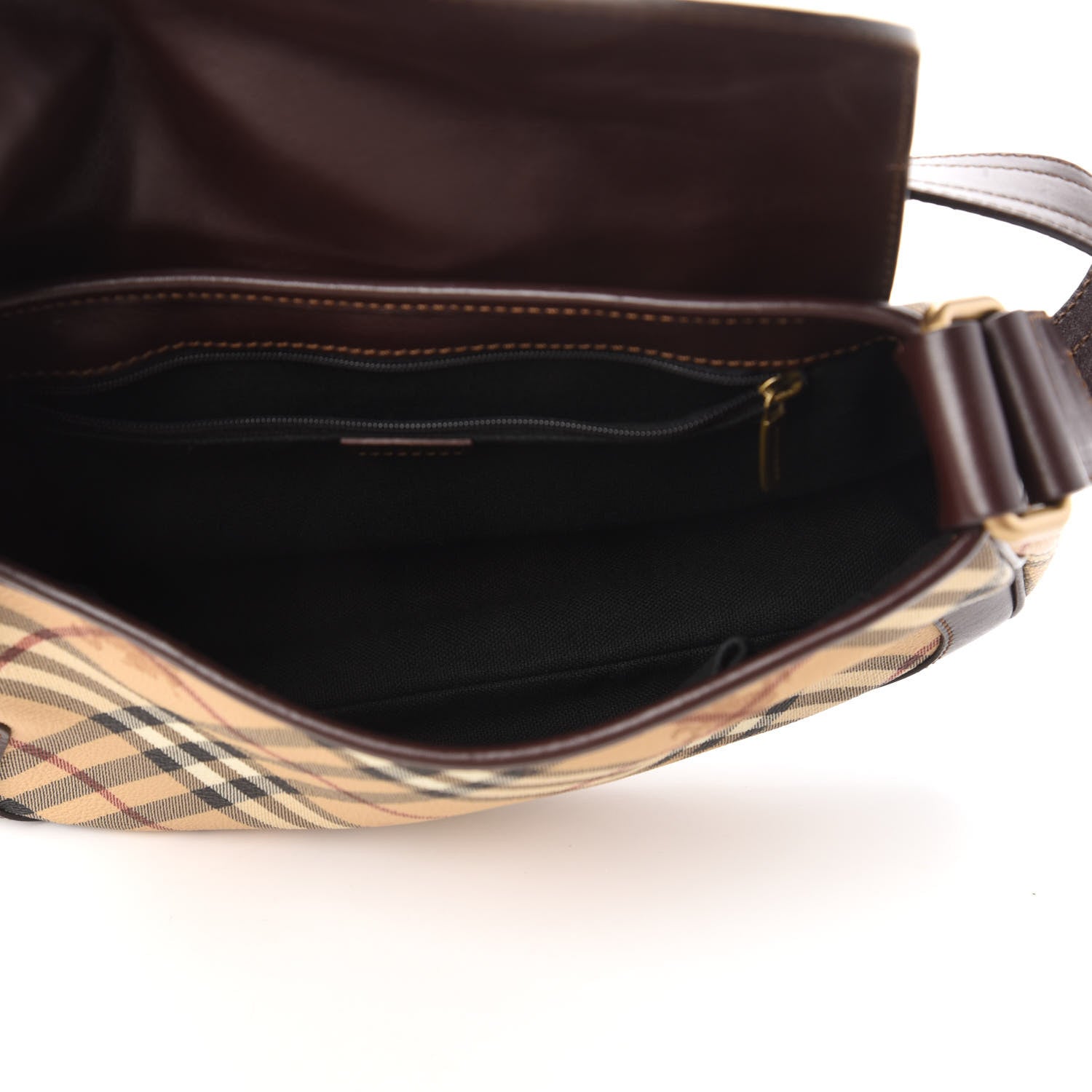 Burberry Haymarket Check Buckle Satchel Brown 5 of 10