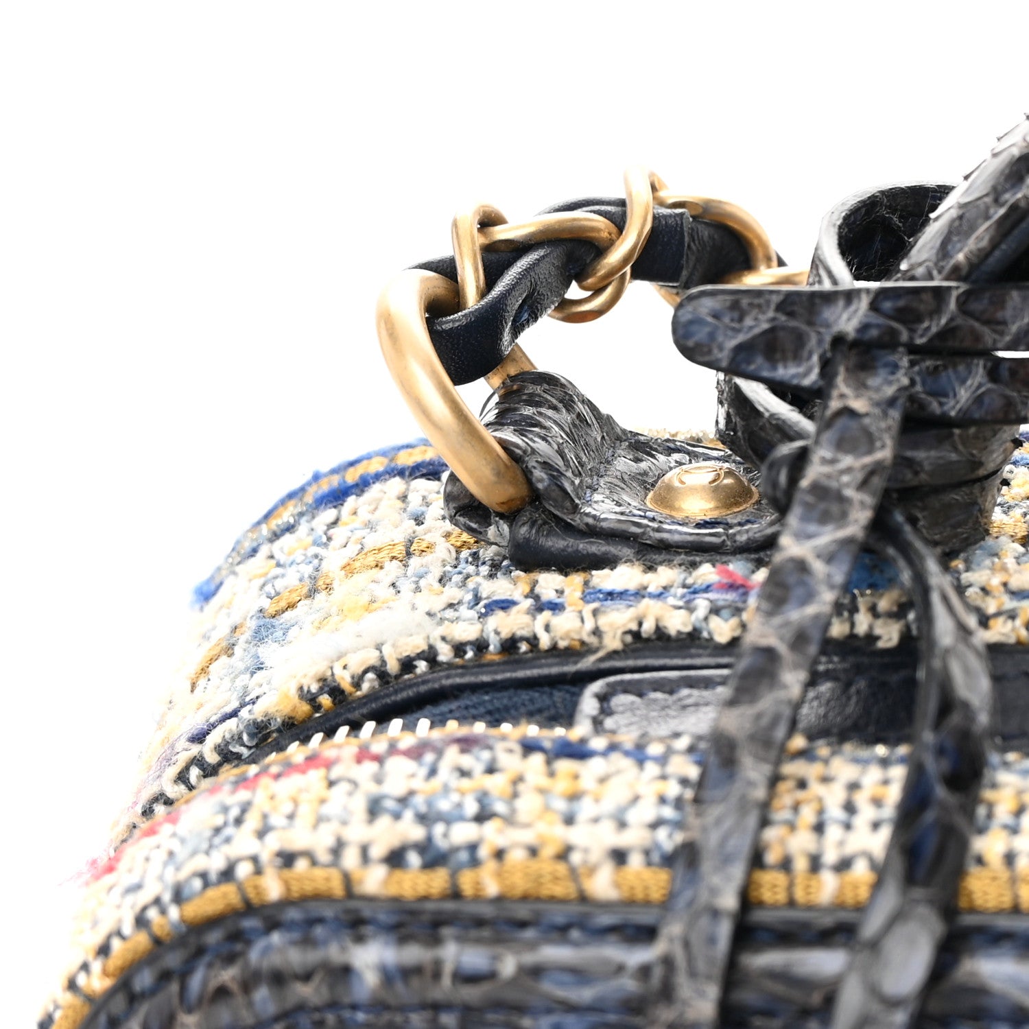 Chanel Tweed Snakeskin Quilted Medium CC Filigree Vanity Case Multicolor 16 of 16