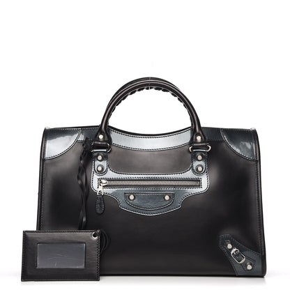 Balenciaga Smooth Calfskin Metallic Patent Giant 12 Silver Hardware City Black Gris 1 of 8