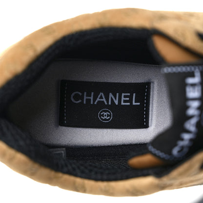 Chanel Nylon Suede Calfskin Printed CC Sneakers 39.5 Beige 7 of 8