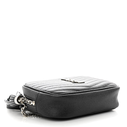 Saint Laurent Grain De Poudre Matelasse Monogram Mini Lou Camera Bag Black 4 of 13